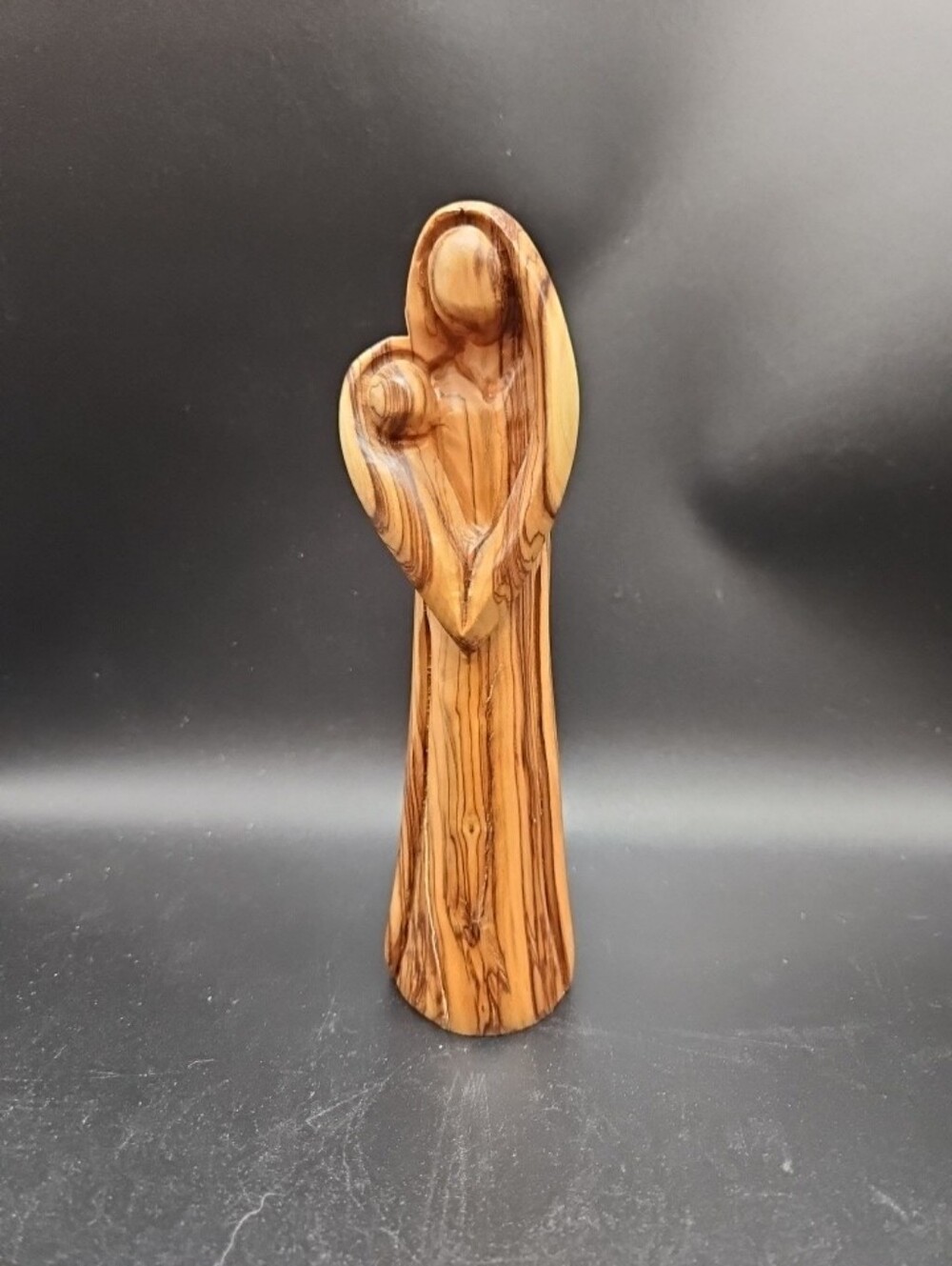 Hand Carved Olive Wood Mother Mary and Child Jesus Hand Carved In Bethlehem 8"
